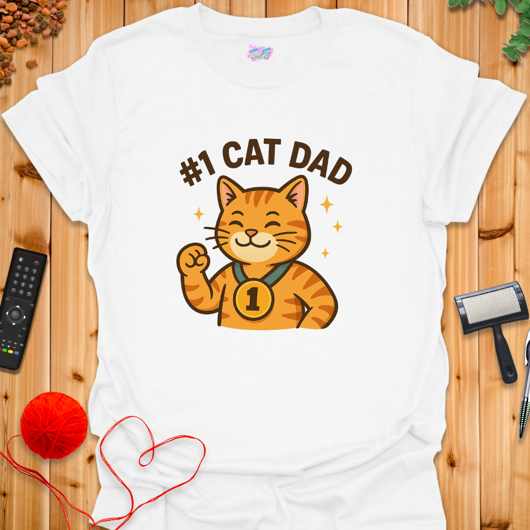 #1 Cat Dad T-Shirt