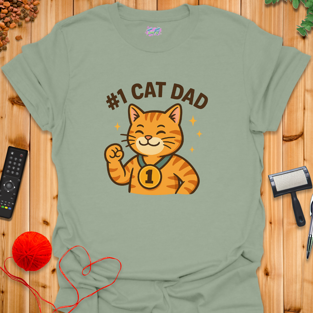#1 Cat Dad T-Shirt