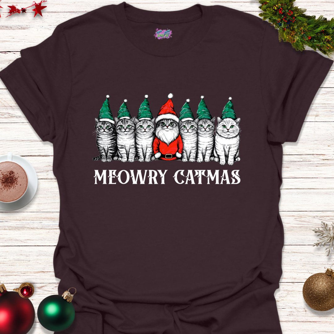 Meowry Catmas T-Shirt - T-Shirt - TrafTy Shirts