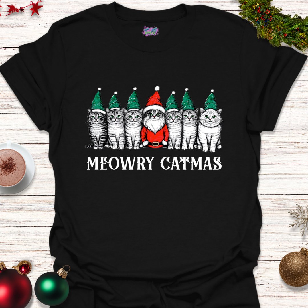 Meowry Catmas T-Shirt - T-Shirt - TrafTy Shirts